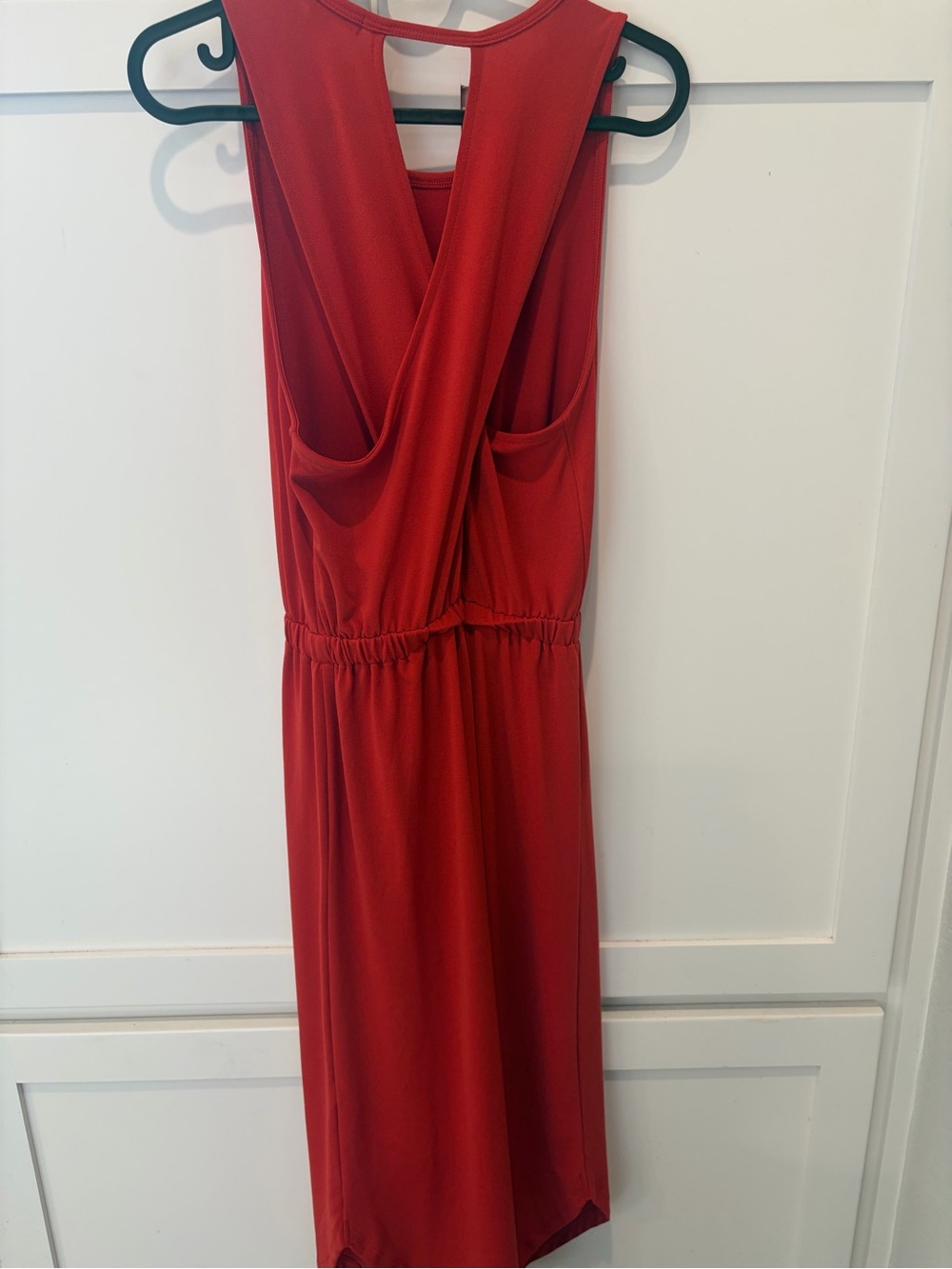 Banana Republic Red Sleeveless Crossover-Back Midi Dress